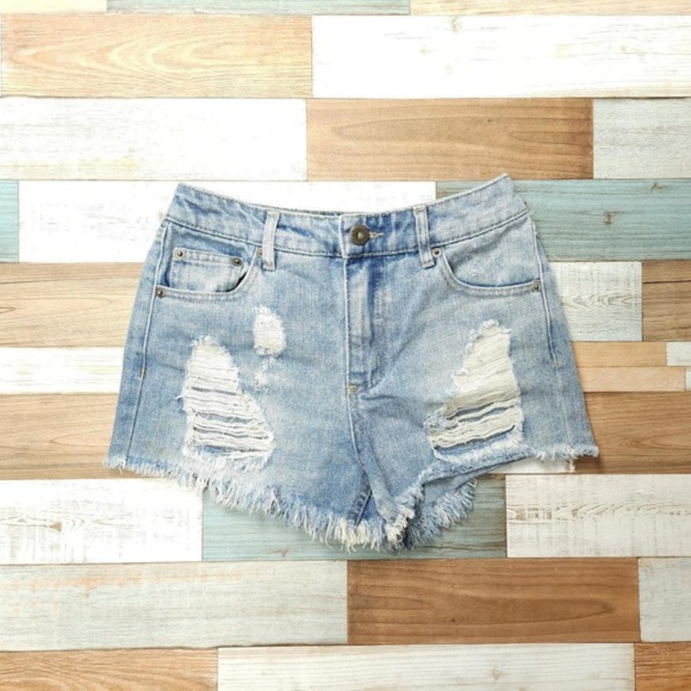 Rue 21 Highway Jeans‎ High-Waisted Distressed Frayed Micro Denim Shorts Size 0